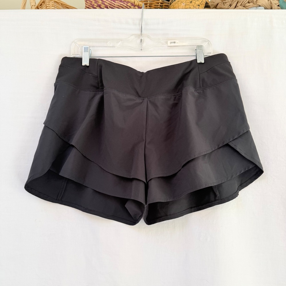 CALIA by Carrie Underwood Layered Running Shorts Womens Large Black Activewear